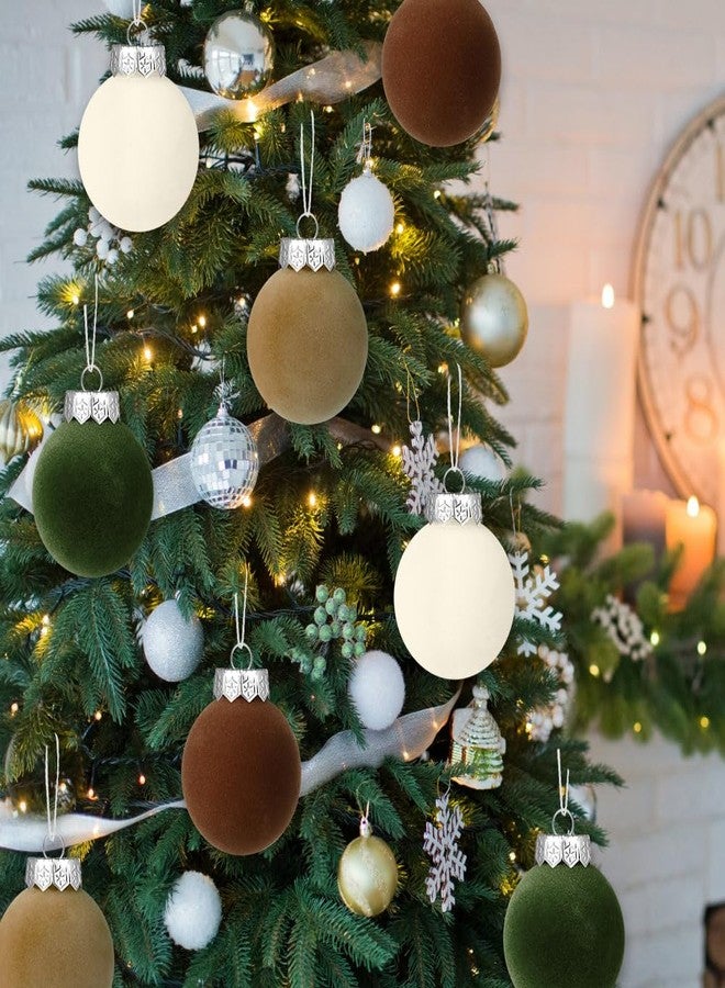 YUJUN 12 PCS Christmas Large Velvet Balls Ornaments 3.14In Shatterproof White Green Tree Hanging Plastic Ball Set Xmas Bulk Flocked Ornaments for Christmas Tree Home Party Wreath Decorations - Image 5